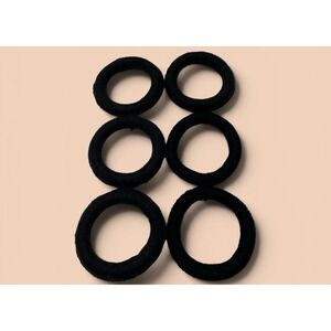 6 Mata Ortiz Pottery Olla Rings Hand Made Mexican Clay Black Yarn Mexico 3.5"